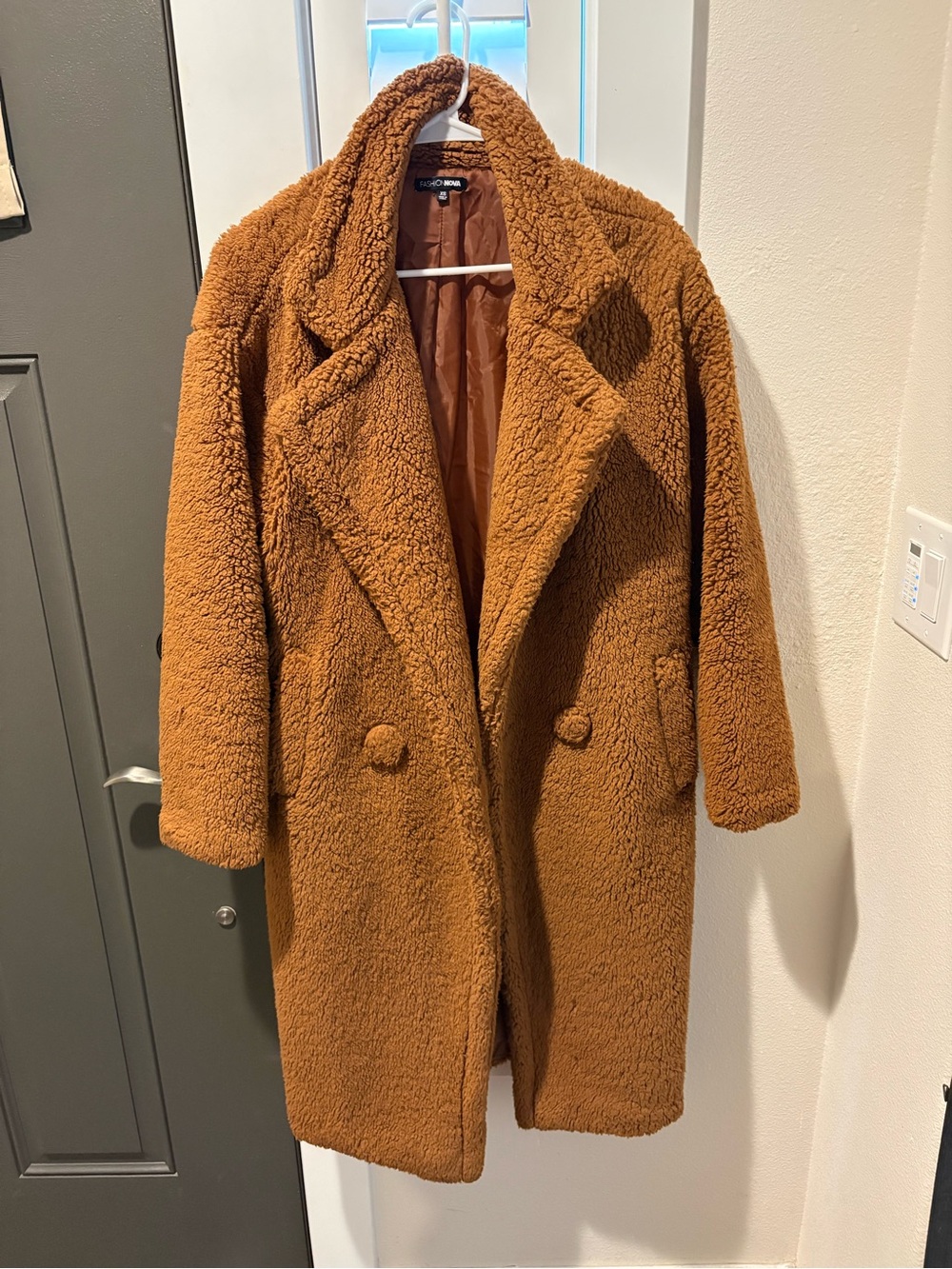 Faux Shearling Teddy Coat in Caramel